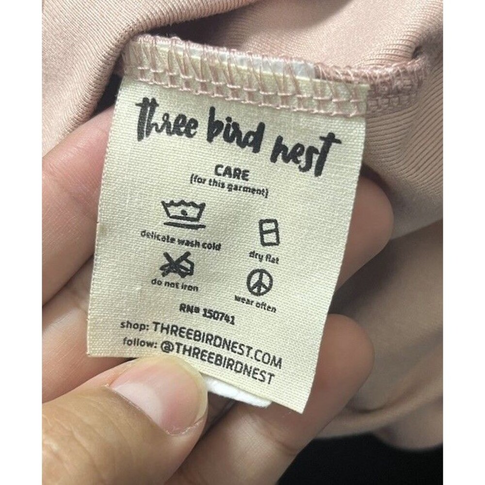 Three Birds Nest Solid Serenity Dusty Mauve Long Sleeve Baby Doll Top Sz Large - Picture 11 of 12